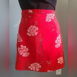 Wilfred Bright Red Floral Skirt 0 NWT